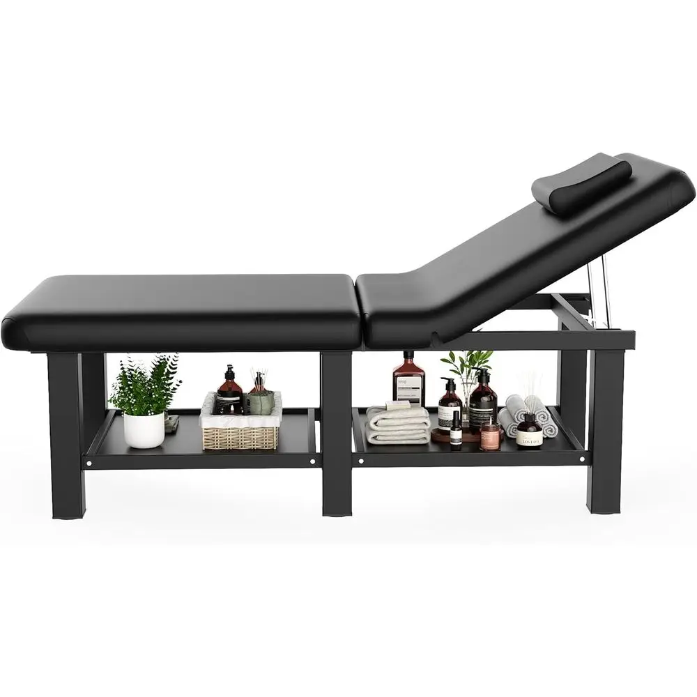 30.5 Wide × 75 Long Stationary Massage Table with Backrest, Storage, and Square Legs - Black PU Leather
30.5 Wide × 75 Long Stationary Massage Table with Backrest, Storage, and Square Legs - Black PU Leather