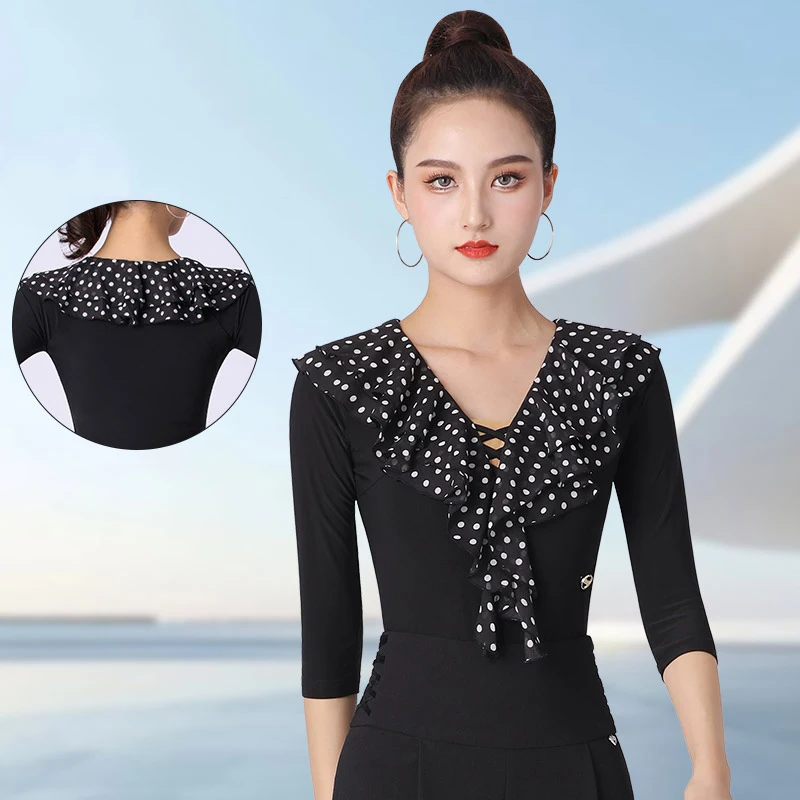 2025 женский топ для современных танцев, круглый горошек, v-образный вырез, комбинезон с короткими рукавами, платье для танцев чача, танго, костюмы для латинских танцев, DN21039
2025 женский топ для современных танцев, круглый горошек, v-образный вырез, комбинезон с короткими рукавами, платье для танцев чача, танго, костюмы для латинских танцев, DN21039