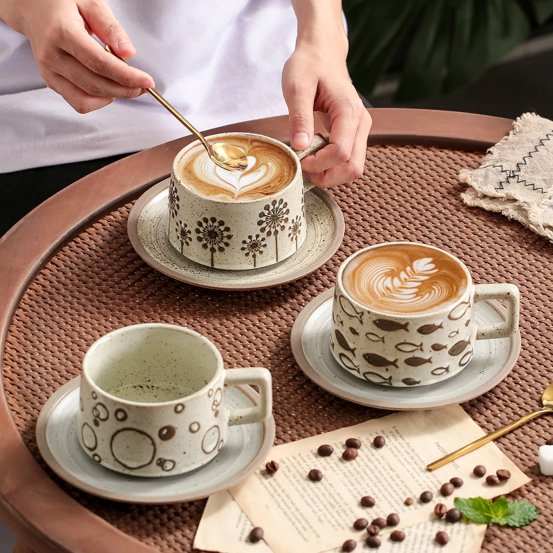 Japanese Retro Coffee Cup and Plate Set, Rough Ceramic Relief Ceramic Flower Cup, Creative and Exquisite Afternoon Tea Cup
Japanese Retro Coffee Cup and Plate Set, Rough Ceramic Relief Ceramic Flower Cup, Creative and Exquisite Afternoon Tea Cup