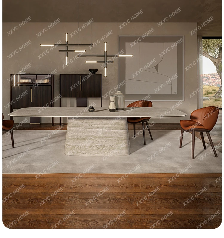 HMJTravertine rock slab dining table and chairs modern simple household small apartment new restaurant rectangular dining table
HMJTravertine rock slab dining table and chairs modern simple household small apartment new restaurant rectangular dining table