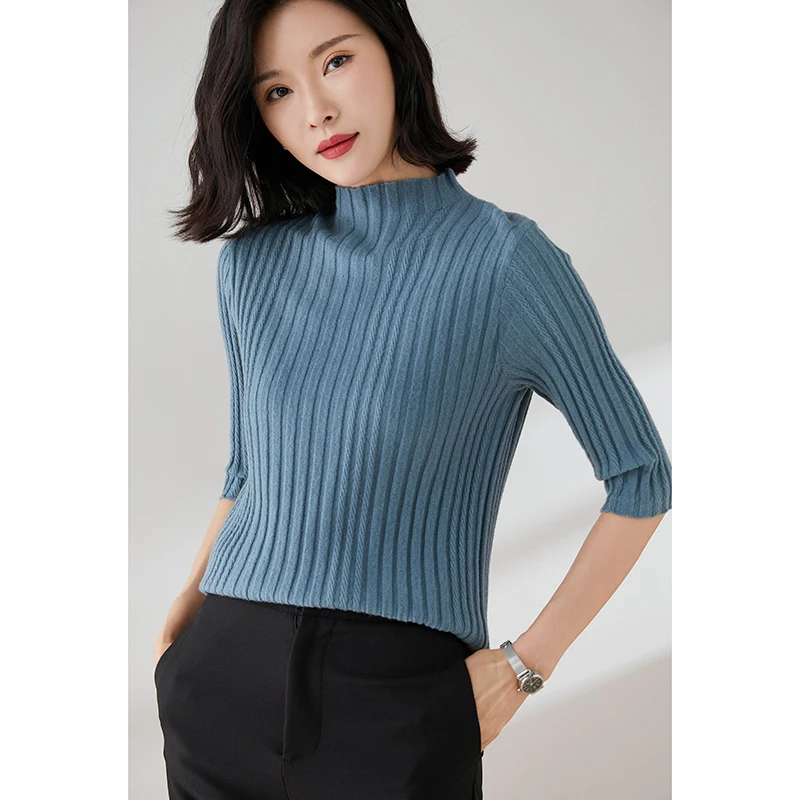 Women's 100% Wool Cashmere Tee Shirts 2022 Spring Ladies Slim Knit Blouse Elegant Female Pure Wool T-Shirts Half Sleeve
Women's 100% Wool Cashmere Tee Shirts 2022 Spring Ladies Slim Knit Blouse Elegant Female Pure Wool T-Shirts Half Sleeve