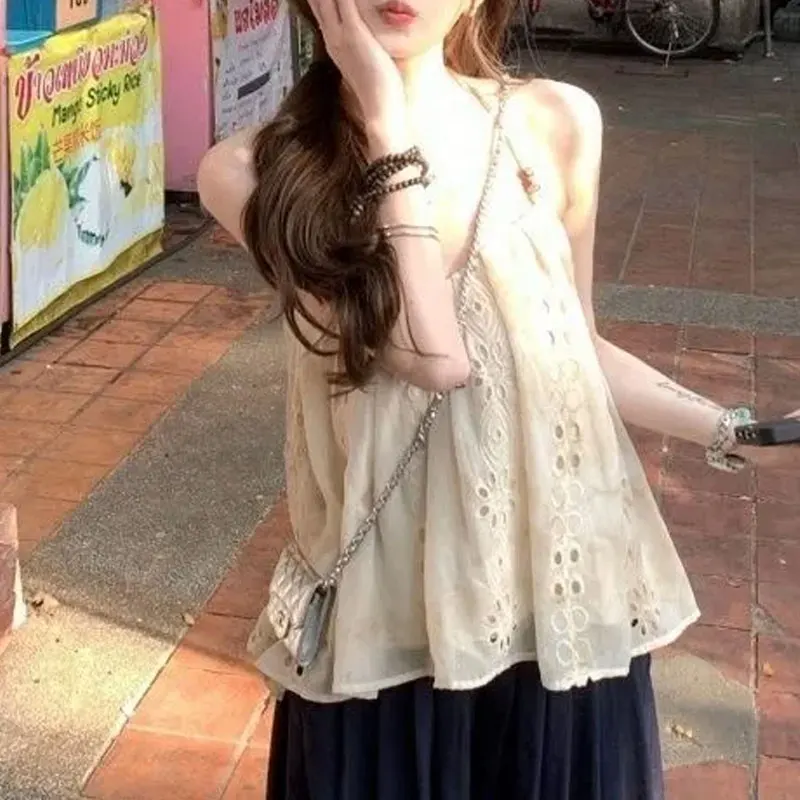 Vacation Style Chic Hollow Out Korean Tanks Summer Solid Color Women's Clothing Beading Gentle Backless Casual Sleeveless Camis
Vacation Style Chic Hollow Out Korean Tanks Summer Solid Color Women's Clothing Beading Gentle Backless Casual Sleeveless Camis
