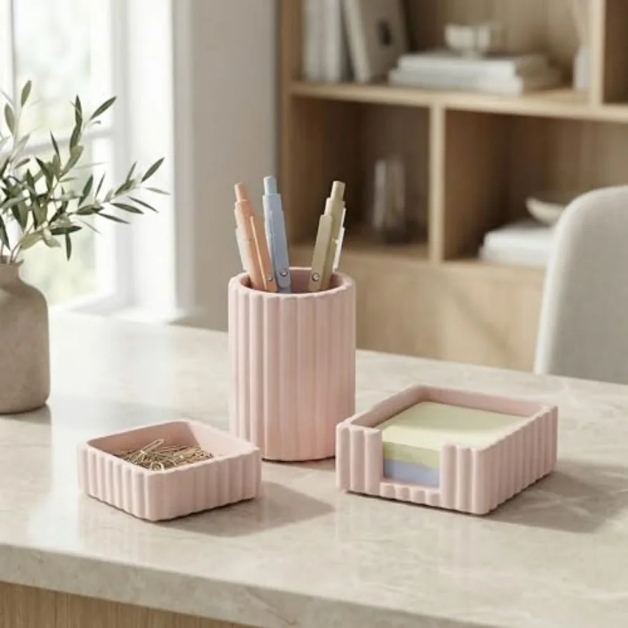 Modern Aesthetic Desk Accessories Set of 3 - Stylish Concrete Organizers for Pens and Office Supplies - A Cute and Functional A
Modern Aesthetic Desk Accessories Set of 3 - Stylish Concrete Organizers for Pens and Office Supplies - A Cute and Functional A