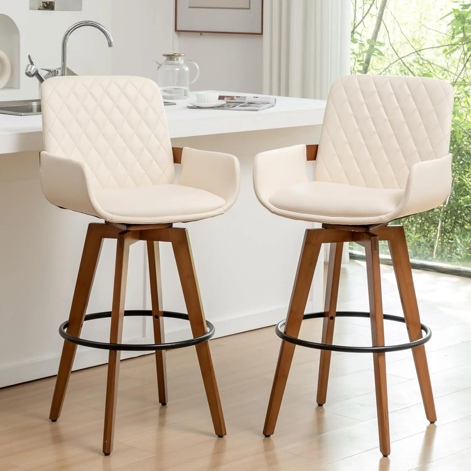 Набор из 2 барных стульев, современные барные стулья середины века, 30 дюймов, поворотные барные стулья из искусственной кожи с подлокотниками и спинкой
Набор из 2 барных стульев, современные барные стулья середины века, 30 дюймов, поворотные барные стулья из искусственной кожи с подлокотниками и спинкой