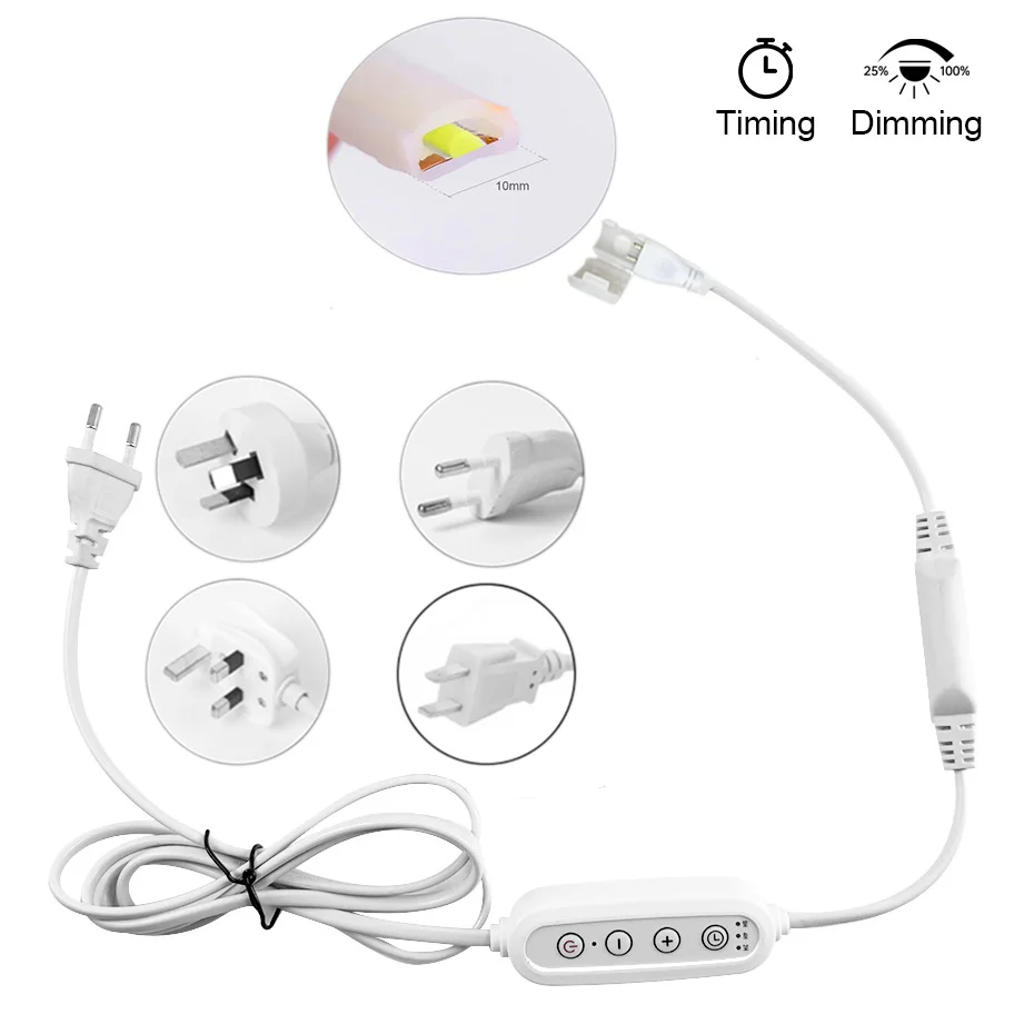 AC 220V AC 110V EU/AU/UK/US Power Plug with 4Key Dimmer Timer Supply ON OFF Switch For 10MM Width 1M-25M COB LED Strip Light
AC 220V AC 110V EU/AU/UK/US Power Plug with 4Key Dimmer Timer Supply ON OFF Switch For 10MM Width 1M-25M COB LED Strip Light