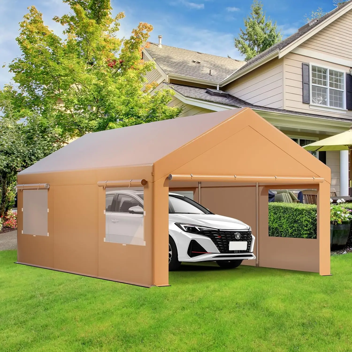 Carport Canopy, Milleloom Portable Garage With Removable Sidewalls, 10X20 Extra Large Car Carport Heavy Duty, With Roll-Up
Carport Canopy, Milleloom Portable Garage With Removable Sidewalls, 10X20 Extra Large Car Carport Heavy Duty, With Roll-Up