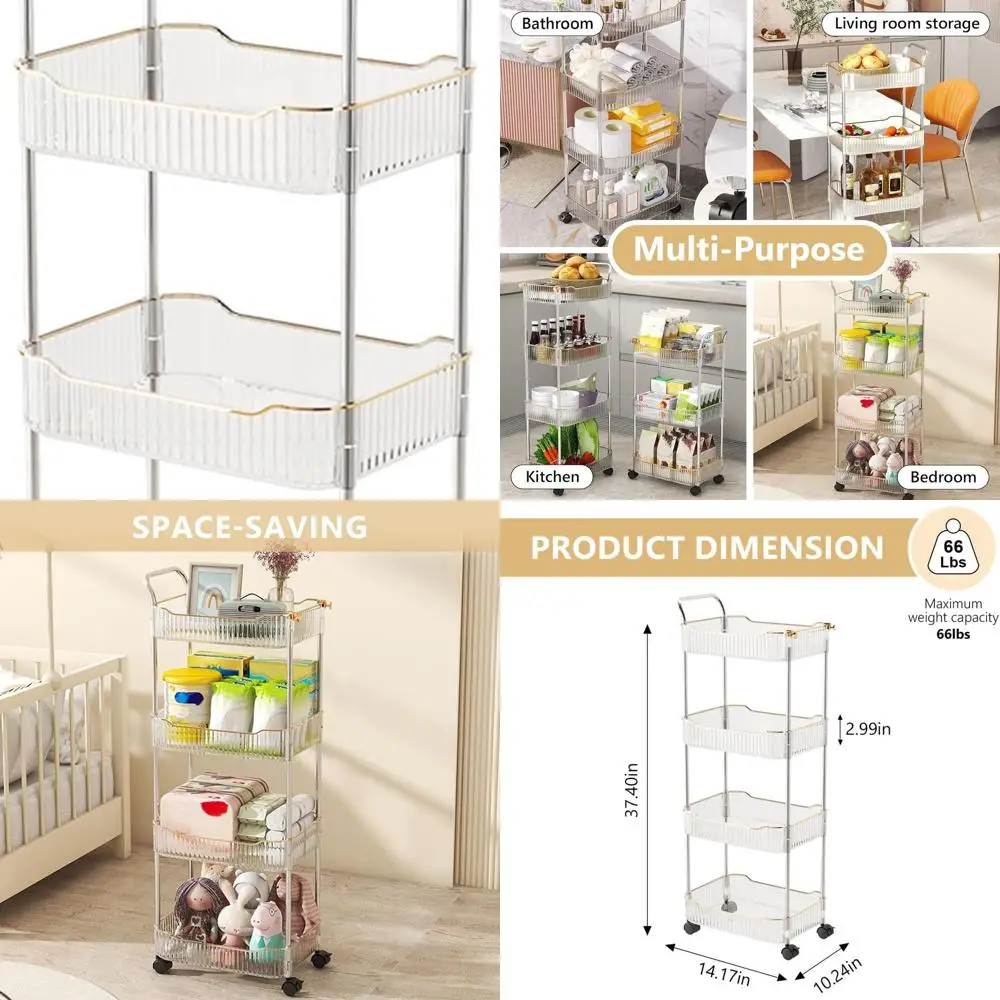 Multi-Tier Clear Acrylic Rolling Cart for Kitchen, Bathroom, Living Room, and Office Storage (14x10x37)
Multi-Tier Clear Acrylic Rolling Cart for Kitchen, Bathroom, Living Room, and Office Storage (14x10x37)