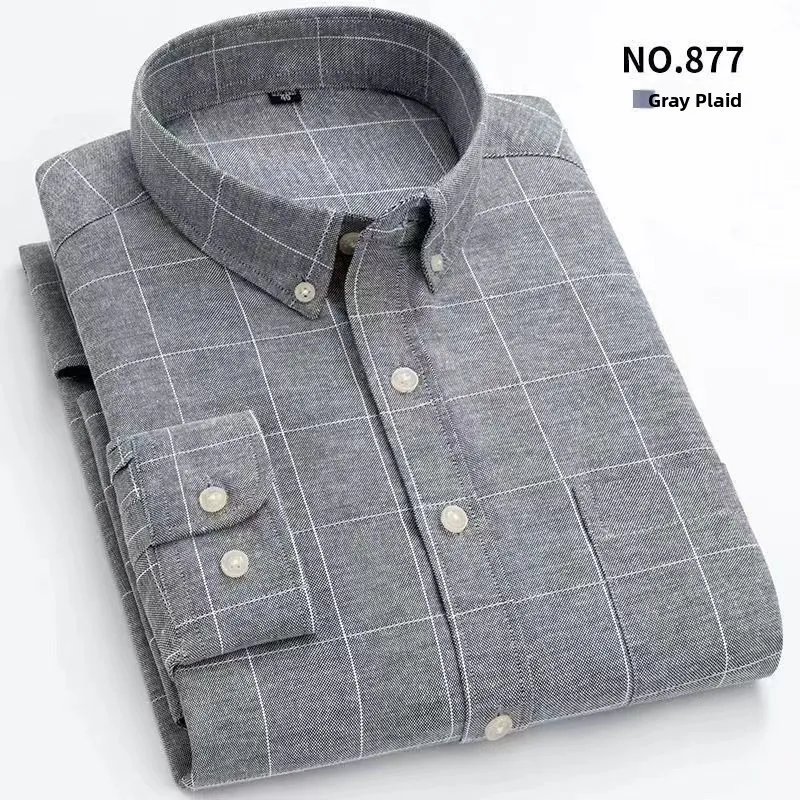 Oxford Fabric Men's Long Sleeve Shirt Spring Autumn High Quality Color No Ironing Required Green Plaid Men's Shirt
Oxford Fabric Men's Long Sleeve Shirt Spring Autumn High Quality Color No Ironing Required Green Plaid Men's Shirt