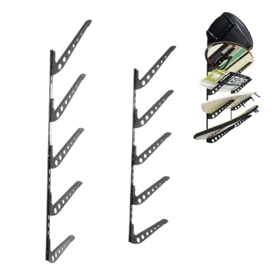 5 Board Surf Rack Wall Mount for Surfboard Wakeboard Snowboard Storage Adjustable Wall Hangers Boards Display Black Steel
5 Board Surf Rack Wall Mount for Surfboard Wakeboard Snowboard Storage Adjustable Wall Hangers Boards Display Black Steel