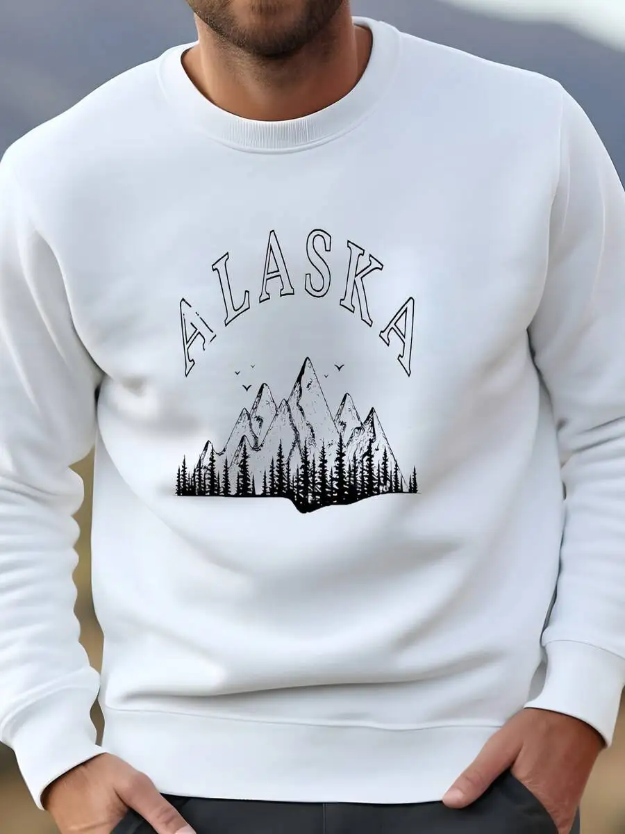 Mens Alaska Mountain Graphic Crewneck Sweatshirt Pullover
Mens Alaska Mountain Graphic Crewneck Sweatshirt Pullover
