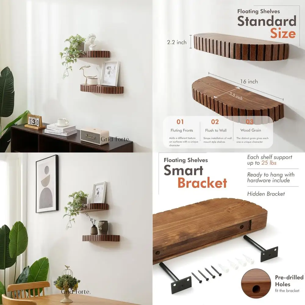 Wood Rounded luted loating Shel Set o 2, 16Wx5.5D Inch– ern Display Shel with Decorative Edge, Rustic Hanging Storage or Plants,
Wood Rounded luted loating Shel Set o 2, 16Wx5.5D Inch– ern Display Shel with Decorative Edge, Rustic Hanging Storage or Plants,