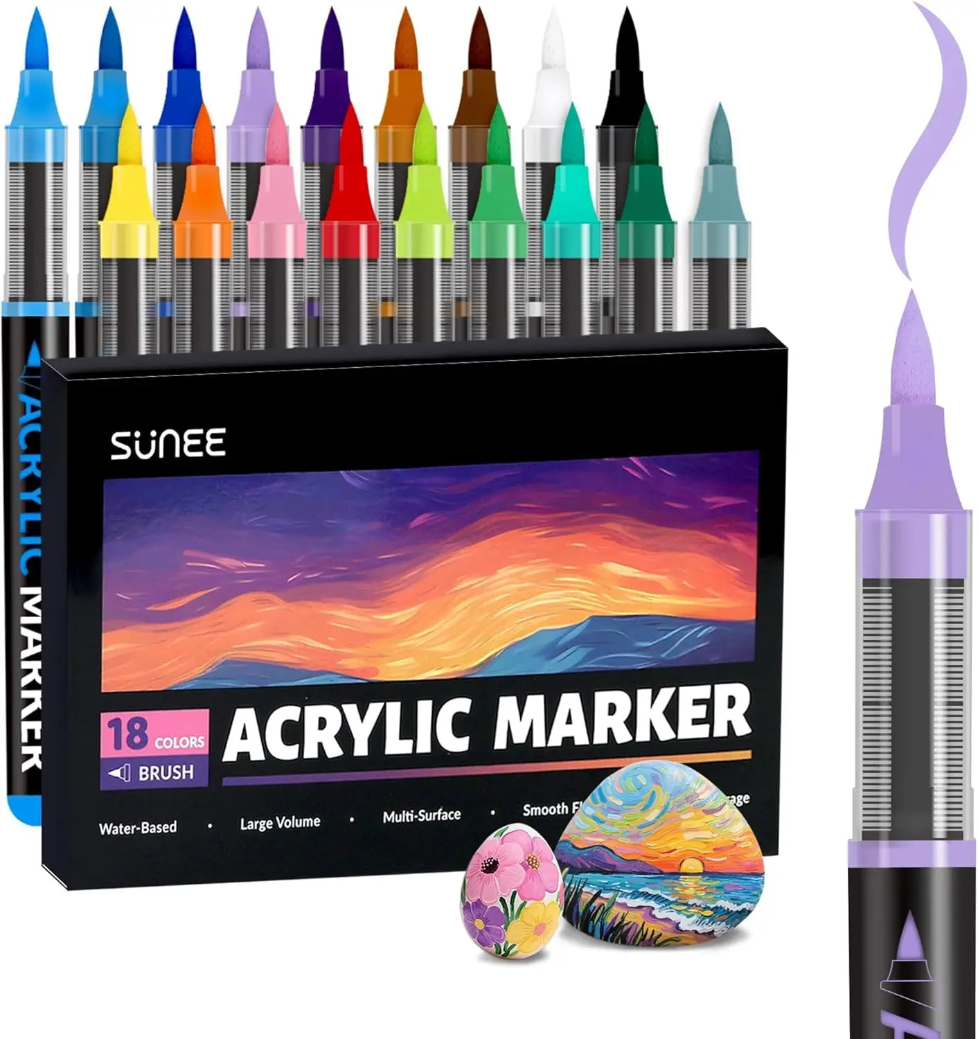 Acrylic Paint Markers Brush Tip, 18 Colors Waterproof Paint Pens for Wood, Canvas, Glass, Stone, Fabric Art Supplies
Acrylic Paint Markers Brush Tip, 18 Colors Waterproof Paint Pens for Wood, Canvas, Glass, Stone, Fabric Art Supplies