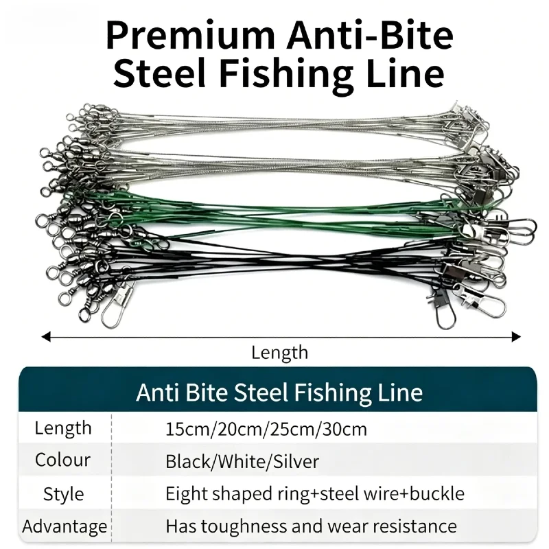 Steel Fishing Leader Anti-Bite – with Swivel & Snap, Lead Core Offshore Angling Tool for Lure Front Wire
Steel Fishing Leader Anti-Bite – with Swivel & Snap, Lead Core Offshore Angling Tool for Lure Front Wire