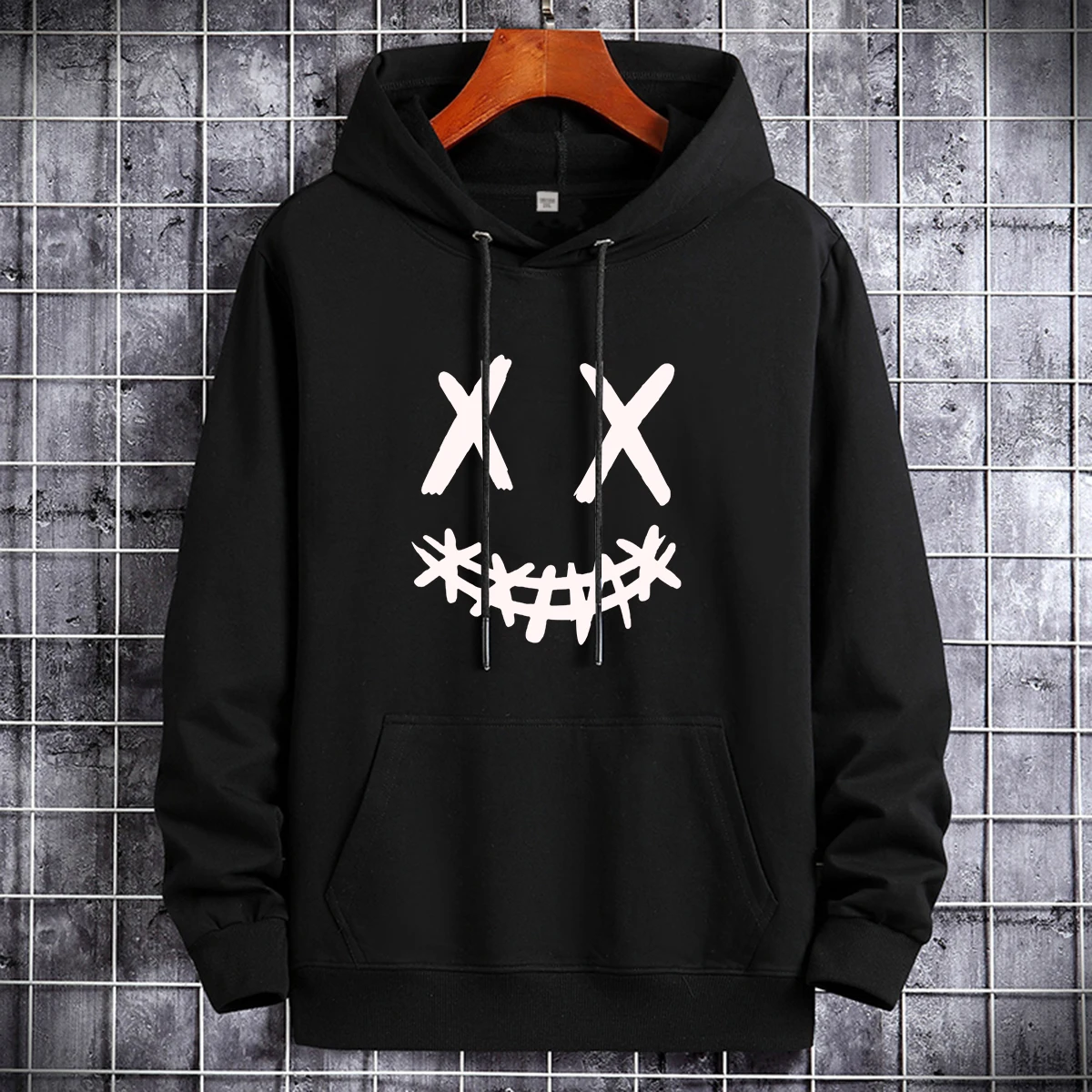 Smiling face, trendy print, men's hooded sweatshirt, long sleeved hoodie, fashionable outerwear, youth slim fit, versatile top,
Smiling face, trendy print, men's hooded sweatshirt, long sleeved hoodie, fashionable outerwear, youth slim fit, versatile top,