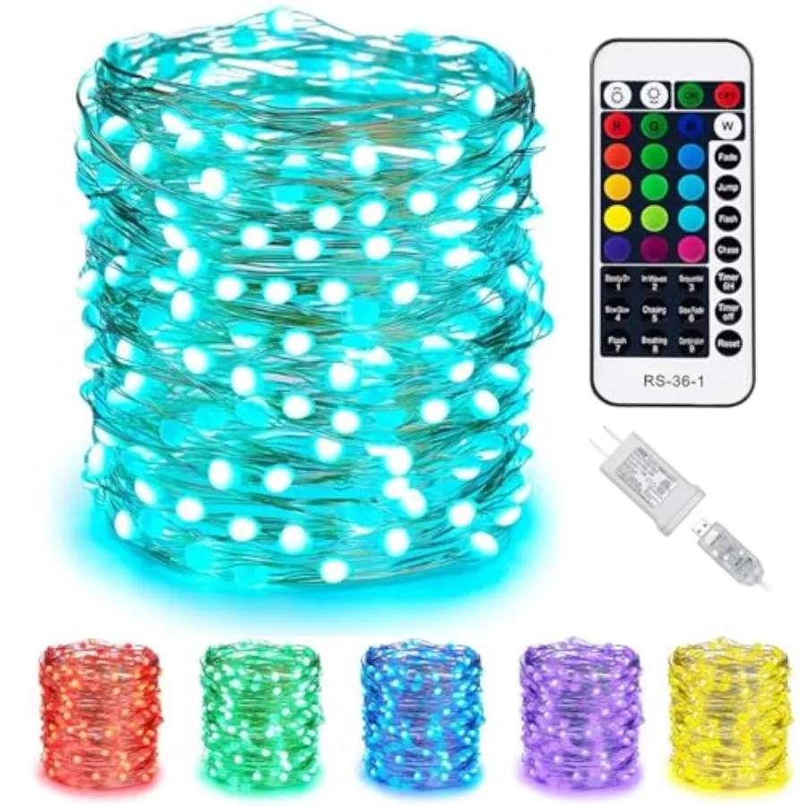 Color Changing Fairy String Lights - 100 LED USB Silver Wire Lights with Remote and Timer, Starry Fairy Light for Bedroom Party
Color Changing Fairy String Lights - 100 LED USB Silver Wire Lights with Remote and Timer, Starry Fairy Light for Bedroom Party