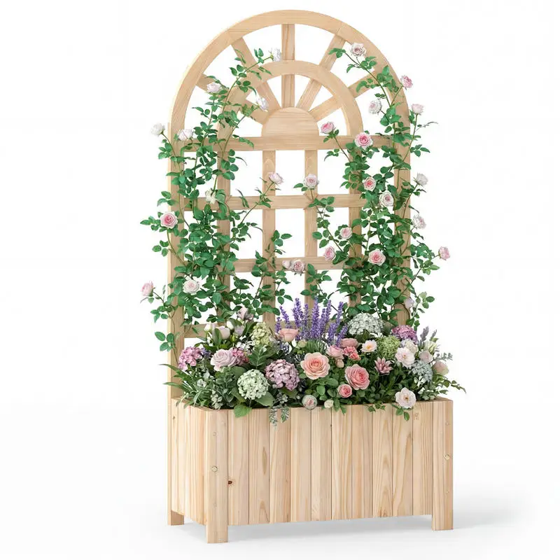Wooden Raised Garden Bed with Trellis 48 Inch Outdoor Screen-Natural
Wooden Raised Garden Bed with Trellis 48 Inch Outdoor Screen-Natural