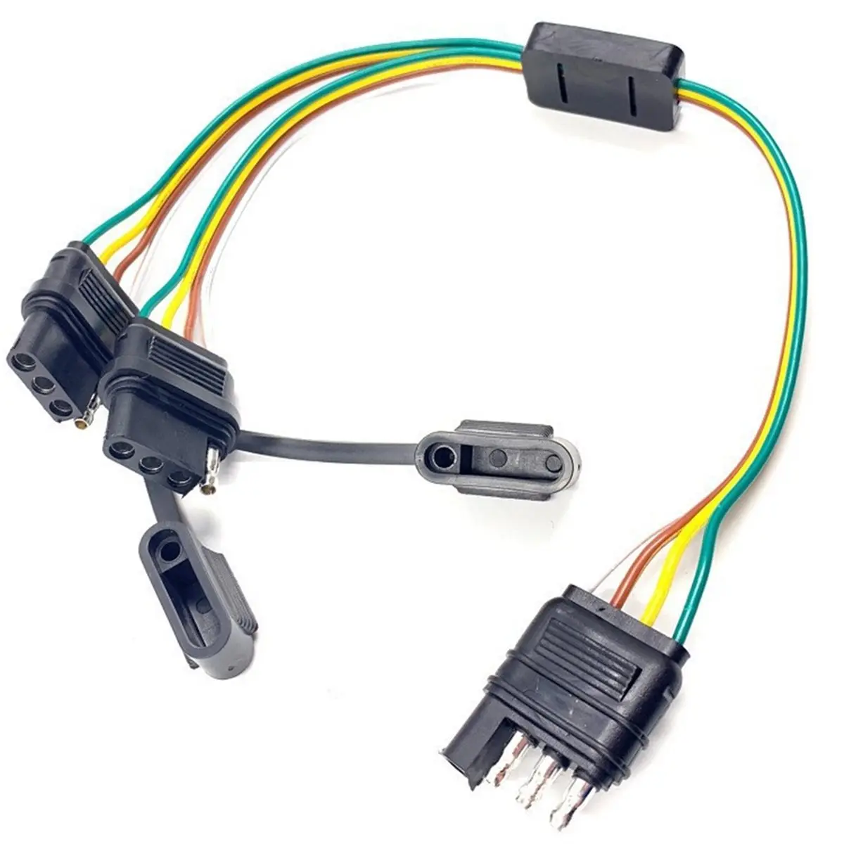 4 Pin Flat Y-Splitter Plug Adapter with Dual Output for LED and Trailer Lights
4 Pin Flat Y-Splitter Plug Adapter with Dual Output for LED and Trailer Lights