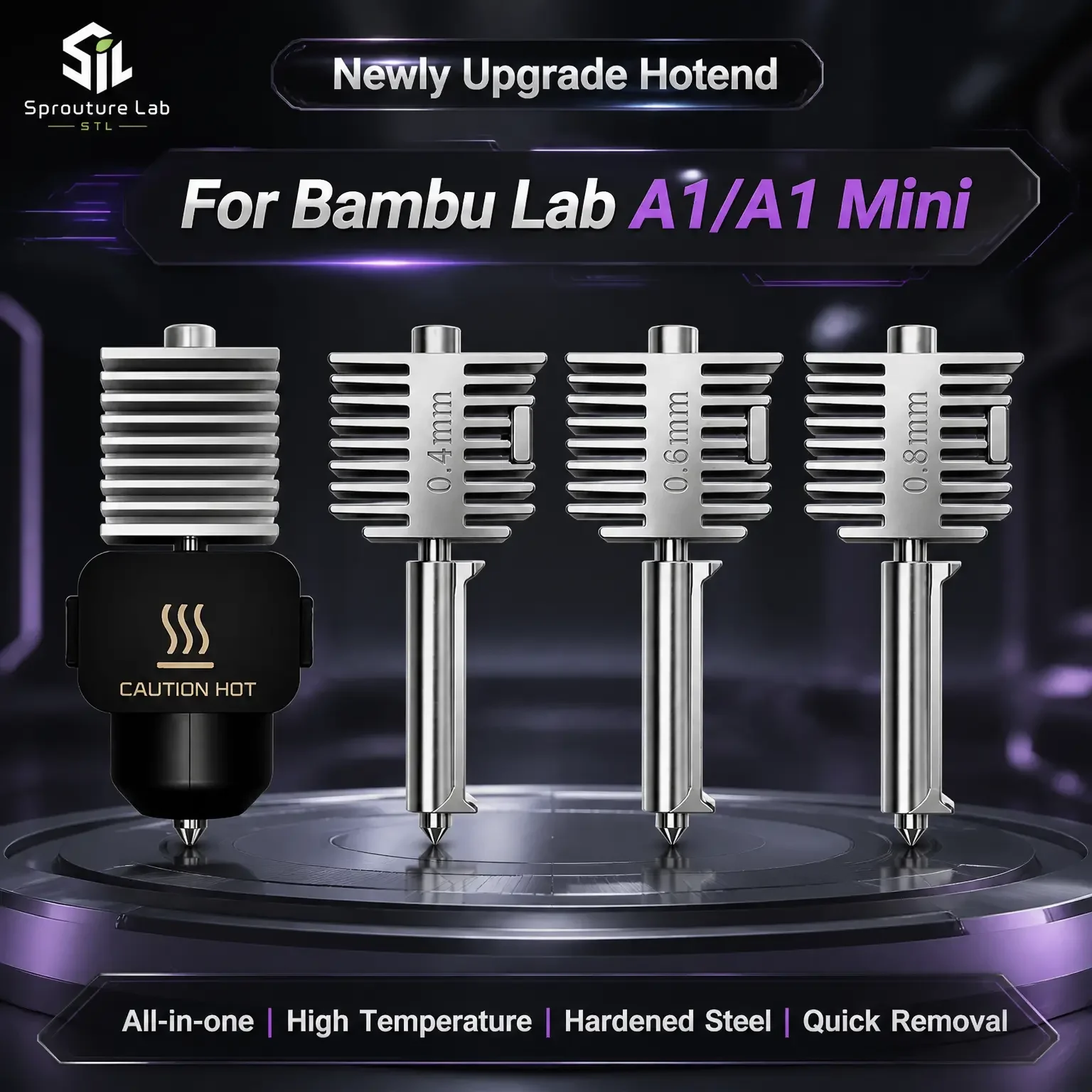 Hotend For Bambu Lab A1 mini Assembly Hotend Kit 0.2 0.4 0.6 0.8MM Replaceable Nozzle For Bamboo Lab A1/A1 mini one-piece Hotend
Hotend For Bambu Lab A1 mini Assembly Hotend Kit 0.2 0.4 0.6 0.8MM Replaceable Nozzle For Bamboo Lab A1/A1 mini one-piece Hotend