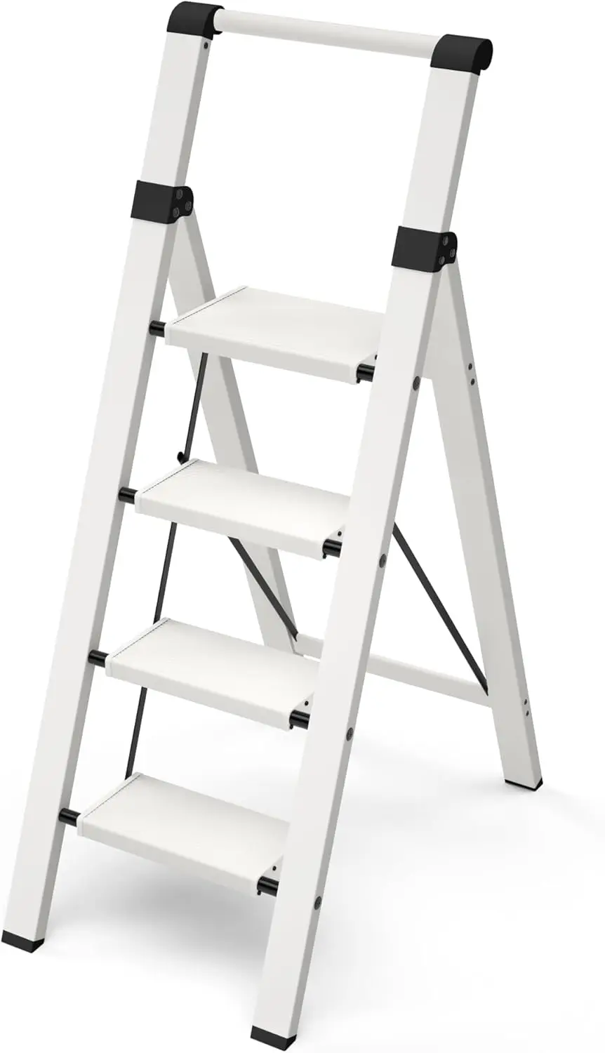 4 Step Ladder, Lightweight Aluminum Folding Step Stool with Handgrip, Anti-Slip Pedals, 330lbs Capacity for Home, Office, Kitchen - White
4 Step Ladder, Lightweight Aluminum Folding Step Stool with Handgrip, Anti-Slip Pedals, 330lbs Capacity for Home, Office, Kitchen - White