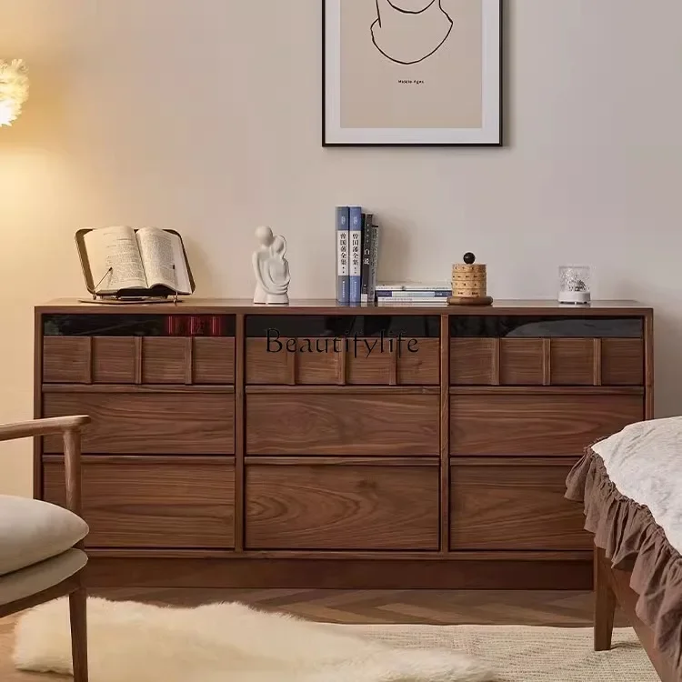 yj5North American black walnut nine-chest cabinet solid wood drawer simple Nordic style bedroom storage locker
yj5North American black walnut nine-chest cabinet solid wood drawer simple Nordic style bedroom storage locker