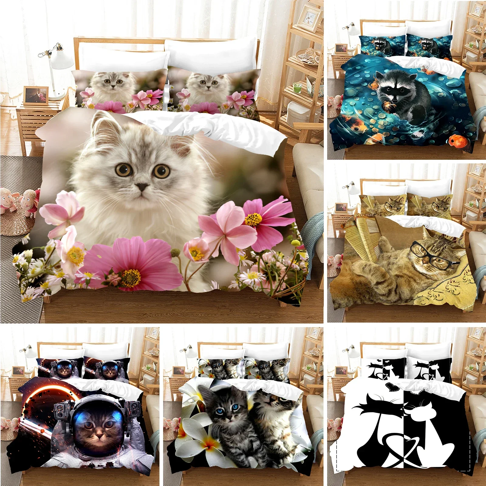 Lovely Pet Cat Bedding Set Animal Funny Duvet Cover Pillowcases Comforter Cover Bed Linens Bedclothes Twin Full Queen King Size
Lovely Pet Cat Bedding Set Animal Funny Duvet Cover Pillowcases Comforter Cover Bed Linens Bedclothes Twin Full Queen King Size