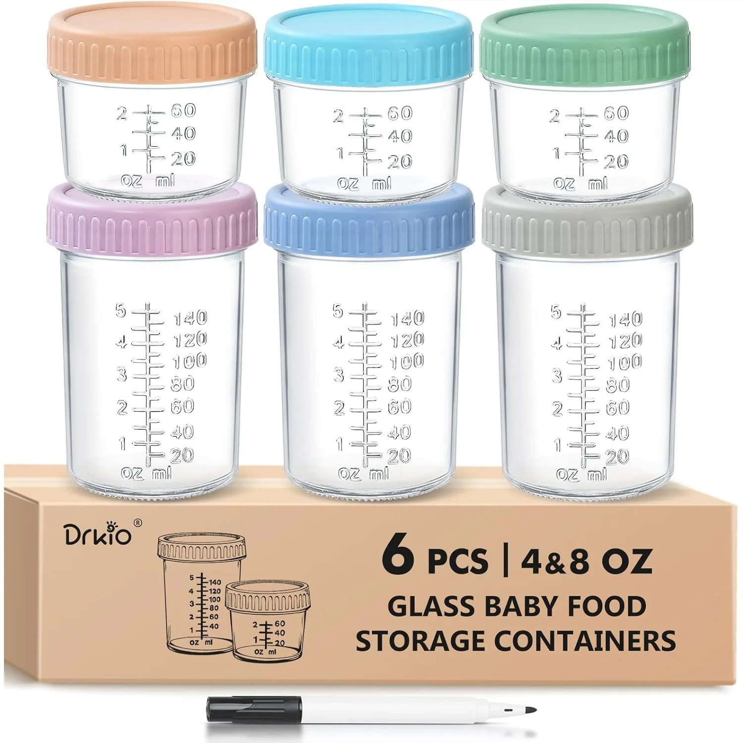 Glass Baby Food Containers with Lids, 6 Pack 4 & 8 oz Leak Proof, Microwave Dishwasher Freezer Safe
Glass Baby Food Containers with Lids, 6 Pack 4 & 8 oz Leak Proof, Microwave Dishwasher Freezer Safe