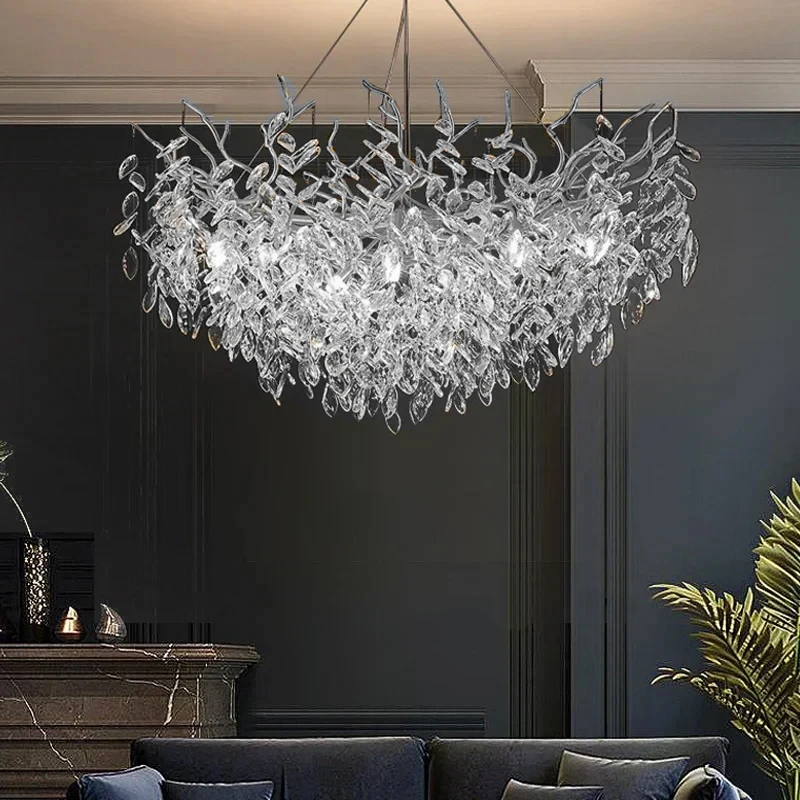 Luxury Crystal Chandeliers Modern Gold Silver Crystal Ceiling Chandelier for Villa Living Room Bedroom Large Branch Crystal Lamp
Luxury Crystal Chandeliers Modern Gold Silver Crystal Ceiling Chandelier for Villa Living Room Bedroom Large Branch Crystal Lamp