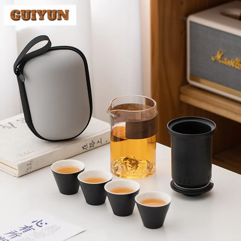 Glass Travel Tea Set Kit Traditional 1 Pot 4 Cups Tea Maker Organizer Portable Outdoor Tote Bag Cafes Accessories Gift Supplies 
Glass Travel Tea Set Kit Traditional 1 Pot 4 Cups Tea Maker Organizer Portable Outdoor Tote Bag Cafes Accessories Gift Supplies