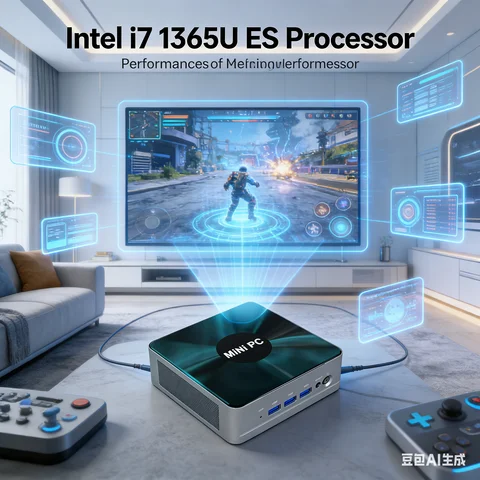 Günstiger Heim-/Gaming-Mini-PC Intel i7 1365U ES 10 Cores Thunderbolt 4 2*DDR5 2*2,5G LAN Firewall Computer Windows 11 Pro WiFi6E