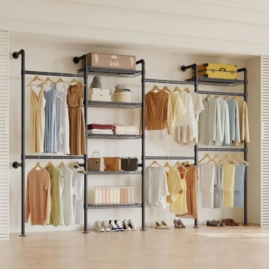 W4 Industrial Pipe Clothing Rack Wall Mounted Closet System Expandable Clothes Rack for Hanging Clothes, Heavy Duty Garment Rac
W4 Industrial Pipe Clothing Rack Wall Mounted Closet System Expandable Clothes Rack for Hanging Clothes, Heavy Duty Garment Rac