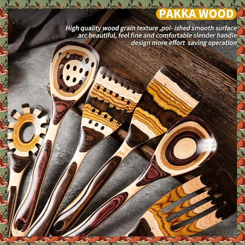 7Pcs Pakkawood Utensils Set Kit -Durable, Eco-Friendly, Wooden Spoon For Cooking, Wooden Utensil Set For Cooking
7Pcs Pakkawood Utensils Set Kit -Durable, Eco-Friendly, Wooden Spoon For Cooking, Wooden Utensil Set For Cooking
