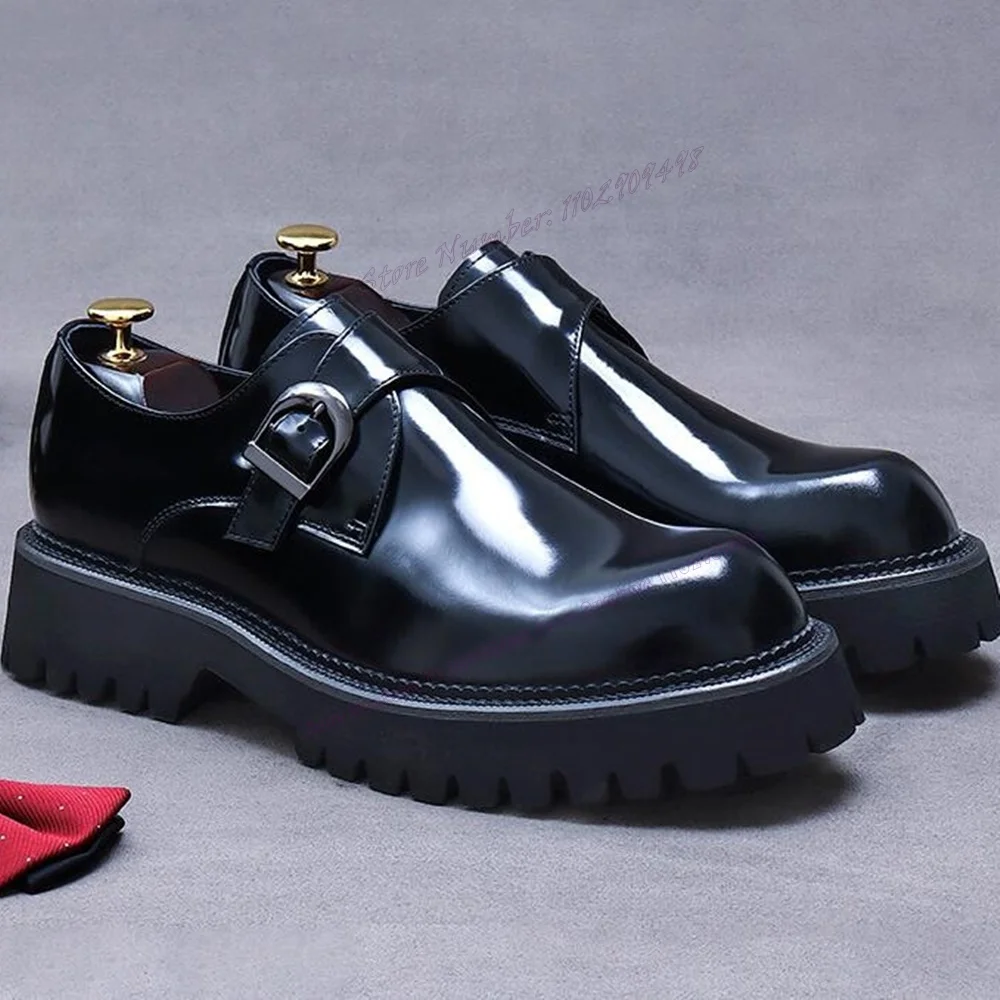 Black Strappy Buckle Decor Men's Loafers Patent Leather Round Toe Chunky Heel Platform Dress Shoes Party Runway Shoes for Men
Black Strappy Buckle Decor Men's Loafers Patent Leather Round Toe Chunky Heel Platform Dress Shoes Party Runway Shoes for Men