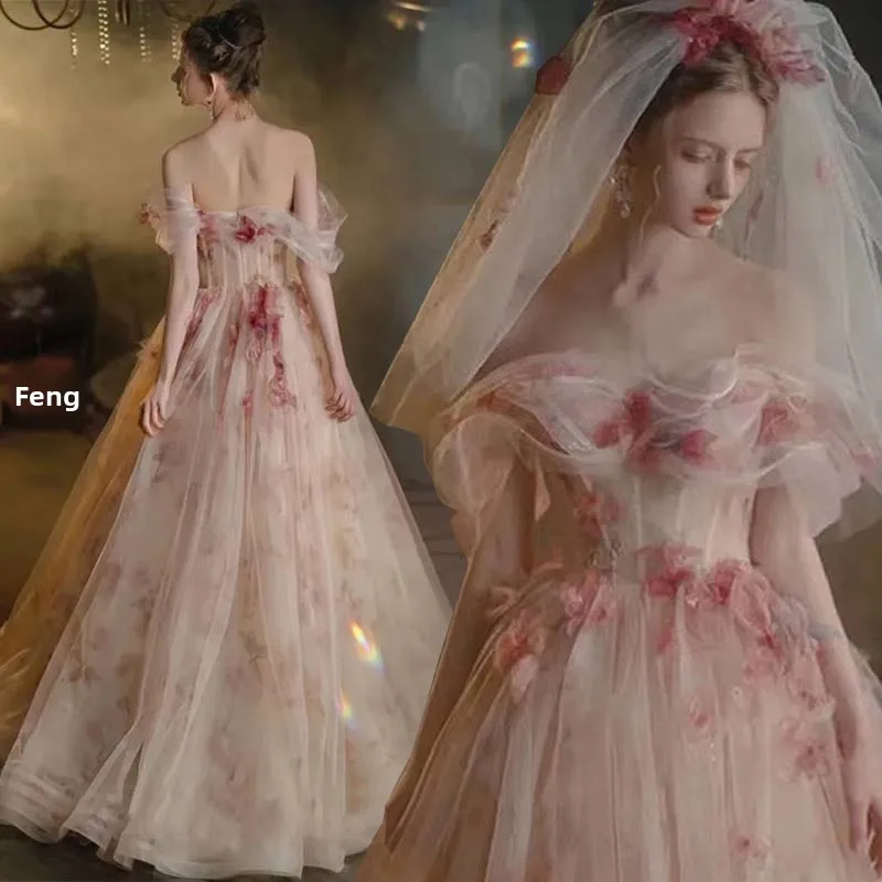 Розовое вечернее платье с цветочным узором для свадьбы, церемоний и выступлений, длинное бальное платье в корейском стиле со средней талией
Розовое вечернее платье с цветочным узором для свадьбы, церемоний и выступлений, длинное бальное платье в корейском стиле со средней талией