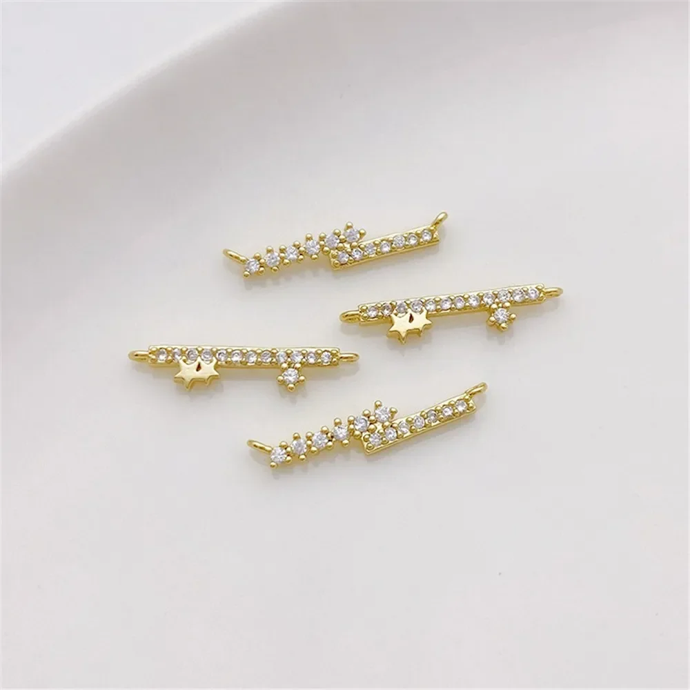 14K Gold Inlaid Zircon Double Suspension Connector, Porous DIY Handmade Bracelet Necklace, Earring Material Accessories L528
14K Gold Inlaid Zircon Double Suspension Connector, Porous DIY Handmade Bracelet Necklace, Earring Material Accessories L528