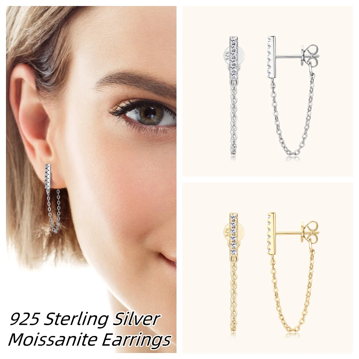 Moissanite Earrings 925 Sterling Silver Personalized Buckle Chain Earrings For Women Gift
Moissanite Earrings 925 Sterling Silver Personalized Buckle Chain Earrings For Women Gift