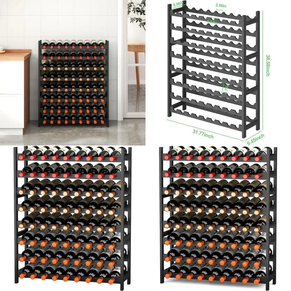 8-ярусная бамбуковая подставка для вина, вместимость 69 бутылок, складной деревянный органайзер для хранения на кухне, в баре или столовой, черный
8-ярусная бамбуковая подставка для вина, вместимость 69 бутылок, складной деревянный органайзер для хранения на кухне, в баре или столовой, черный