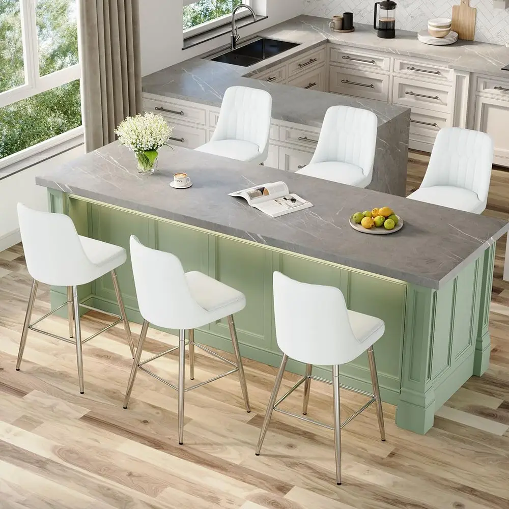 Bar Stools Set of 6,27 Counter Height Bar Stools Set of 6,Faux Leather Counter Stools with Soft Padded Seat amp Curved Backrest
Bar Stools Set of 6,27 Counter Height Bar Stools Set of 6,Faux Leather Counter Stools with Soft Padded Seat amp Curved Backrest