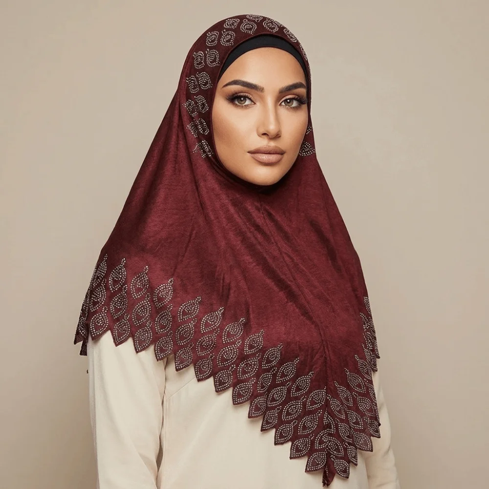 Rhinestone Eid Al-Fitr Long Turban Solid Color Adjustable Arab Lady Headscarf Versatile Multiple Colors Hijab Head Wrap Women
Rhinestone Eid Al-Fitr Long Turban Solid Color Adjustable Arab Lady Headscarf Versatile Multiple Colors Hijab Head Wrap Women
