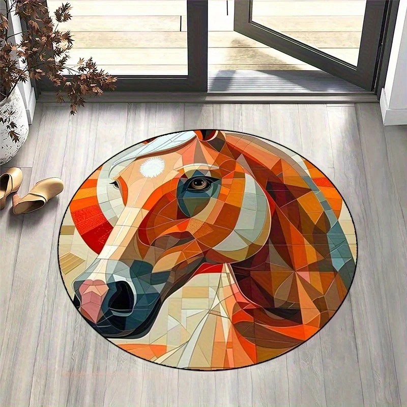 Round Flannel Home Decor Floor Mat Rug, Modern Abstract Horse Head Pattern, Machine Washable and Easy to Clean, Suitable for Liv
Round Flannel Home Decor Floor Mat Rug, Modern Abstract Horse Head Pattern, Machine Washable and Easy to Clean, Suitable for Liv