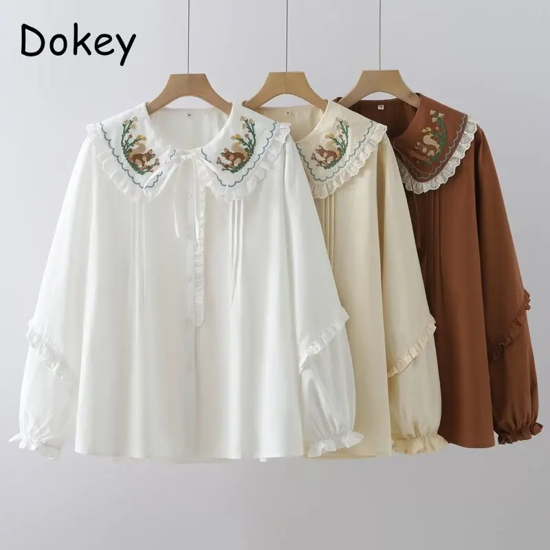 Mori Girl Lolita Cotton Blouses Vintage Flower Embroidery Lace Ruffles Long Sleeve Shirt Women Casual Single Breasted Casual Top
Mori Girl Lolita Cotton Blouses Vintage Flower Embroidery Lace Ruffles Long Sleeve Shirt Women Casual Single Breasted Casual Top