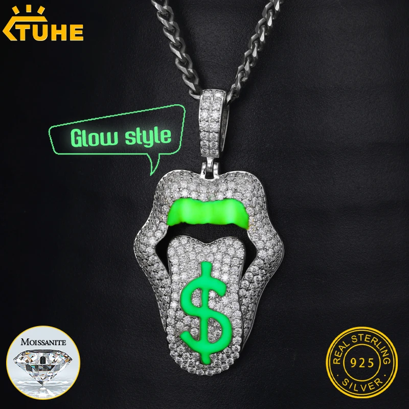 High Quality Tongue Luminous Style Pendant S925 Moissanite Pendant Necklace Rope Chain For Men Hip Hop Jewelry Nightclub Gift
High Quality Tongue Luminous Style Pendant S925 Moissanite Pendant Necklace Rope Chain For Men Hip Hop Jewelry Nightclub Gift