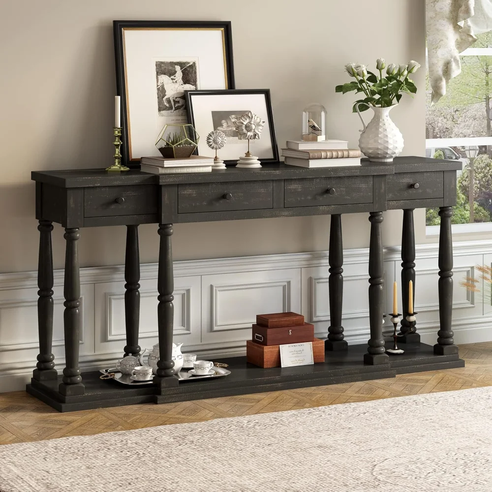 Retro Senior Console Table Sofa Table, Buffet Storage Cabinet with 4 Front Facing Storage Drawers and 1 Shelf, Wooden Accent
Retro Senior Console Table Sofa Table, Buffet Storage Cabinet with 4 Front Facing Storage Drawers and 1 Shelf, Wooden Accent