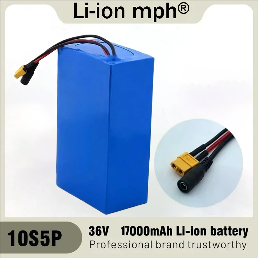36V 17Ah 18650 10S5P Lithium battery pack wtih built-in BMS Protection for 1000W High Power Spare high quality battery
36V 17Ah 18650 10S5P Lithium battery pack wtih built-in BMS Protection for 1000W High Power Spare high quality battery