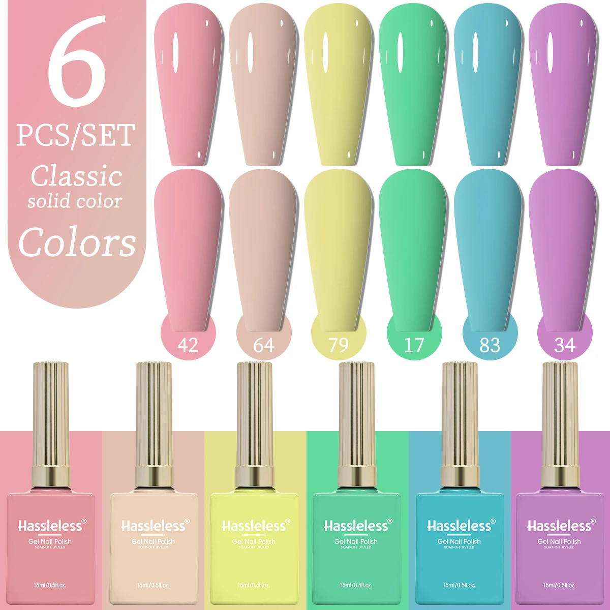 Hassleless 6-Color Gel Nail Polish Set for Easy Nail Art Creation, Gold-Capped Glass Bottle, Suitable for Home and Salon Use, Lo
Hassleless 6-Color Gel Nail Polish Set for Easy Nail Art Creation, Gold-Capped Glass Bottle, Suitable for Home and Salon Use, Lo