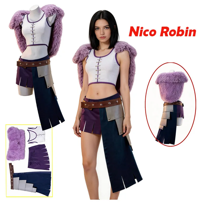 Anime Oneping cosplay costume Nico Robin sexly skrit top vest full set for women summer suit Role Play Party
Anime Oneping cosplay costume Nico Robin sexly skrit top vest full set for women summer suit Role Play Party