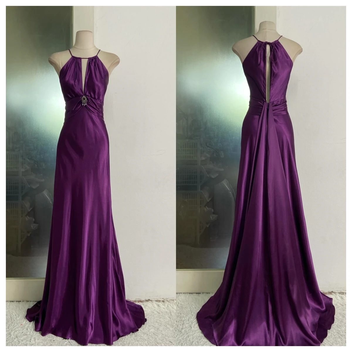 Customized Classic Purple Satin Evening Dress Halter Sleeveless Special Occasion Gowns Bridal Party Luxury High Quality Sexy
Customized Classic Purple Satin Evening Dress Halter Sleeveless Special Occasion Gowns Bridal Party Luxury High Quality Sexy
