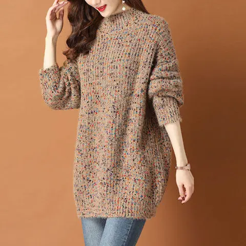 Vintage Turtleneck Sweaters Women Pullover Winter Round Neck Long Sleeve Loose Knitwear Casual Fashion Knitted Outerwear M62
Vintage Turtleneck Sweaters Women Pullover Winter Round Neck Long Sleeve Loose Knitwear Casual Fashion Knitted Outerwear M62