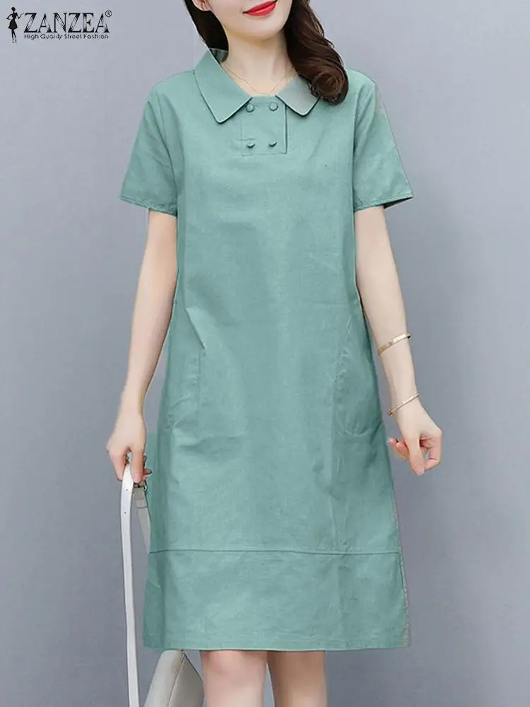 ZANZEA Summer Fashion Short Sleeve Dress Women Sundress Office OL Vestidos Casual Party Knee Length Robe Femme Lapel Neck Kaftan
ZANZEA Summer Fashion Short Sleeve Dress Women Sundress Office OL Vestidos Casual Party Knee Length Robe Femme Lapel Neck Kaftan