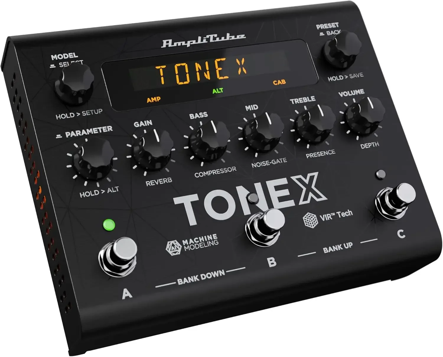 effects guitar and bass pedal with 150 Presets, 15 Pre/Post FX, Tuner, Tap Tempo, Headphone Out, Software Player and Editor
effects guitar and bass pedal with 150 Presets, 15 Pre/Post FX, Tuner, Tap Tempo, Headphone Out, Software Player and Editor