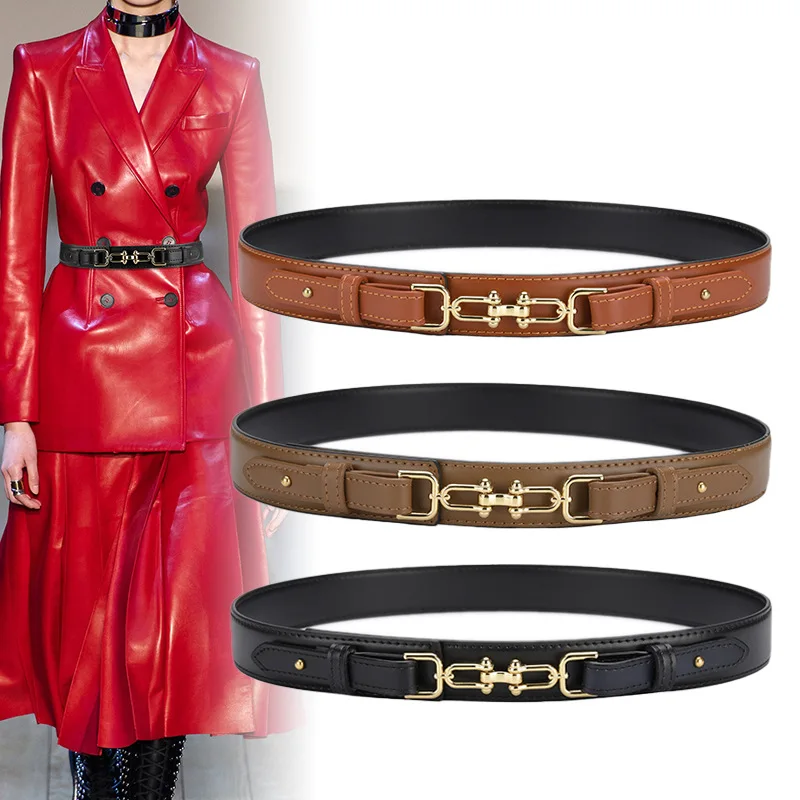 Classic Cowskin Slim Waistbands for Women Hook Buckle Adjustable Waist Belt Dress Shirt Decoration Real Leather Cinturon Mujer
Classic Cowskin Slim Waistbands for Women Hook Buckle Adjustable Waist Belt Dress Shirt Decoration Real Leather Cinturon Mujer